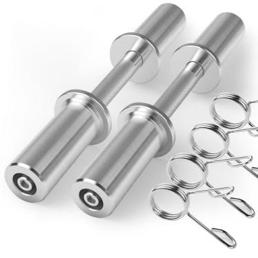 Imagem de Par de alças para halteres olímpicos de 41 cm – Barras de halteres carregáveis para placas de peso olímpico de 5 cm (capacidade de peso de 68 kg), ideal para treinamento de força em academia em casa