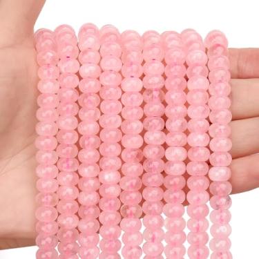 Imagem de BONNY BOXX 1 fio natural 5 * 8 mm contas de quartzo rosa Rondelle, contas de pedra de disco de ábaco natural, pedra preciosa espaçadora solta para pulseira faça você mesmo, colar e fazer joias