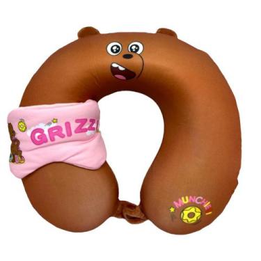 Imagem de Travesseiro de Pescoço com máscara We Are Bears Pardo Miniso
