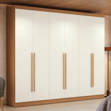 Imagem de Guarda-Roupa Casal Beaumont 6 Portas 3 Gavetas Canela/Off White - Kapp