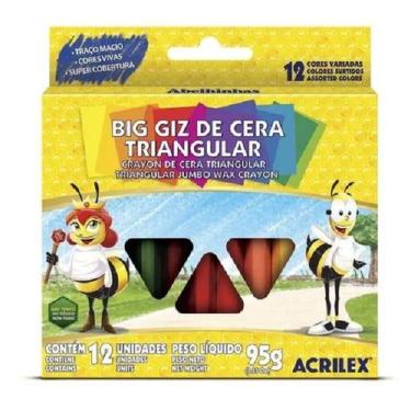 Imagem de Big Giz De Cera Triangular Com 12 Cores Não Rola Na Mesa - acrilex