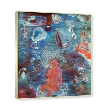 Imagem de NHLDZYH Moldura de champanhe. Impressões Raoul Dufy, (sem título 37), pôster de viagem vintage, arte impressionista, imagem de arte de parede em tela para decoração de casa. 40 x 48 cm-15,7 x 18,9 pol
