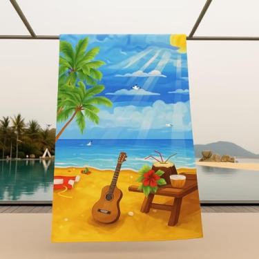 Imagem de Toalha Estampada Grande 1,40m x 70cm Macia Absorve Piscina Praia Várias Dona Delicada Modelo (PRAIA VIOLÃO)