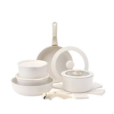 Imagem de Jogo Panelas Cerâmica Antiaderente Com Cabo Removível 18 Peças