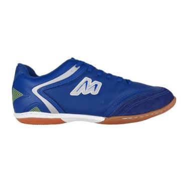 Imagem de Chuteira Futsal Mathaus Agile Couro Unissex, 44, Azul
