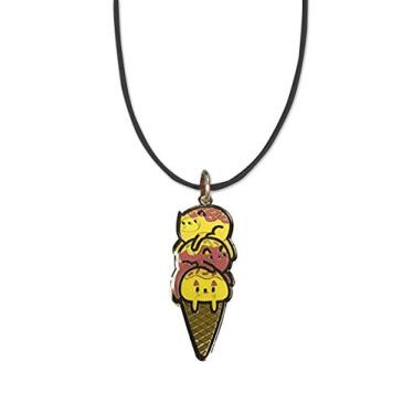 Imagem de Chapéu Tubarão Randy Otter Cone Gato Gato Gato Gelo - Pingente de metal esmaltado 50 cm Colar de Cordão Preto