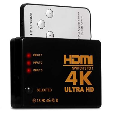 Imagem de Switch Hdmi Hub 3x1 Chaveador Divisor 3 Portas Full HD 1080p 4k 3D Controle TV Monitor Pc Notebook Xbox Series X e S Ps4 Ps5