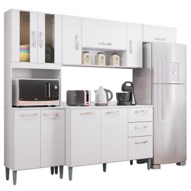 Imagem de Cozinha Compacta 8 Portas Com Balcão Lavínia Branco - Poquema
