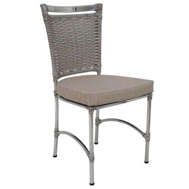 Imagem de Cadeira Em Alumínio E Fibra Sintética Jk Cozinha Edícula Marmore E Fundo Palha