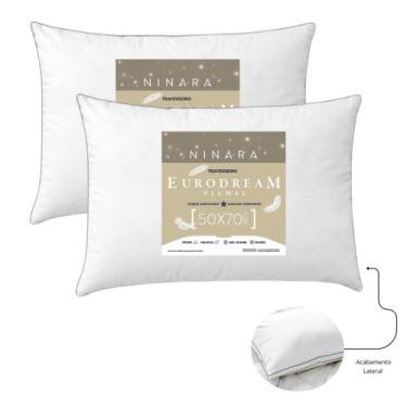 Imagem de Kit 2 Travesseiro Eurodream Plumas Toque Acetinado 50x70x5 - Ninara