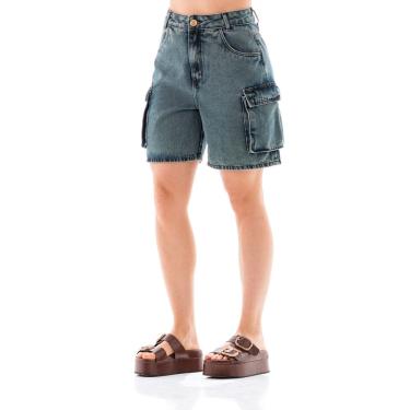 Imagem de Bermuda Jeans Feminina Arauto Mom Cargo Brown