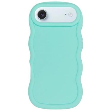 Imagem de WOGROO Capa fina para iPhone 17 Air de 6,5 polegadas, moldura ondulada, capa protetora fina de TPU macio e fofa para mulheres, ciano claro