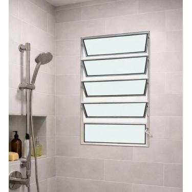 Imagem de Vitro Basculante 100x60 Alumínio Branco Vidro Liso Lumineziri