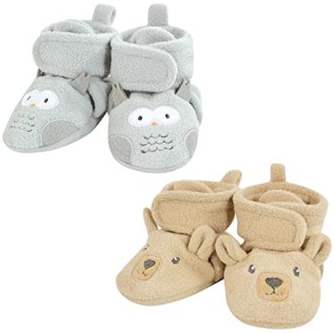 Imagem de Hudson Baby Unisex Baby Animal Fleece Booties 2-Pack, Gray Owl Bear, 12-18 Months