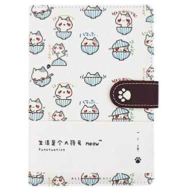 Imagem de Caderno de Caderno Japonês de Couro PU Clara Cute Cat Notebook Agenda de Viagem, 04714white, one size