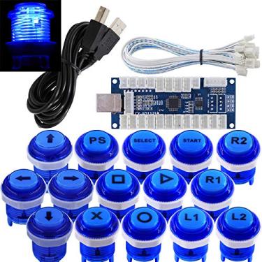 Imagem de SJ@JX Arcade Game Stick DIY Kit LED Buttons Cherry MX Microswitch Lamp Controller USB Encoder Gamepad Cable for Hit Box PC PS3 MAME Raspberry Pi