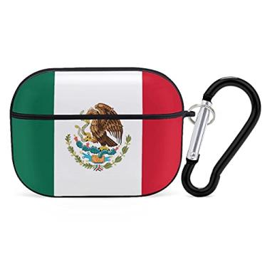 Imagem de YouTary Capa padrão de bandeira do México compatível com Airpods Pro com chaveiro capa de fone de ouvido unissex à prova de choque protetora sem fio para fone de ouvido acessórios