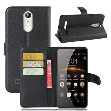 Imagem de LEAGOO M8 Capa, carteira flip de couro PU premium com compartimento para cartão, suporte e fecho magnético [capa interior TPU à prova de choque] Compatível com LEAGOO M8