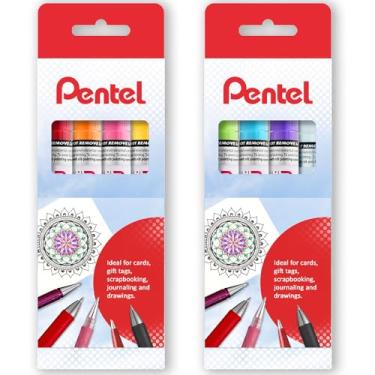 Imagem de Pentel Canetas marcadoras de tinta pigmentada permanente - MMP10 - contidas em carteira de papelão (8 carteiras de verão)