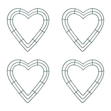 Imagem de LC LICTOP Moldura de guirlanda de arame faça você mesmo em forma de coração em forma de coroa de flores de ferro 25 mm, verde, 4 peças