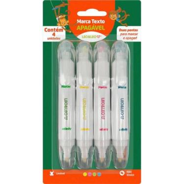 Imagem de Caneta Marca Texto Léo e Léo Apagável 4 Cores - Leonora