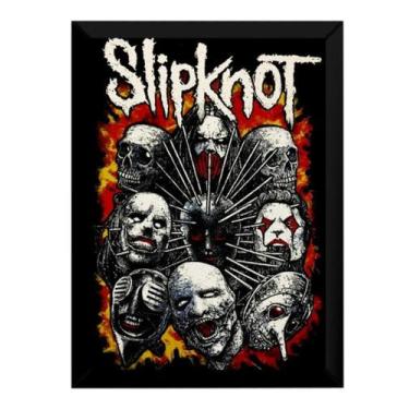 Imagem de Quadro Rock Arte Slipknot Cartaz Desenhado Moldura 42x29cm - Fanarte