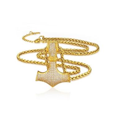 Imagem de FaithHeart Colar Viking Mjolnir masculino, colar de amuleto de proteção do martelo de Thor de aço inoxidável/joia de cobre com caixa de presente, Cobre, Sem Pedra Preciosa