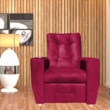 Imagem de Poltrona Do Papai Reclinável Suede Porta Copo Perola Vermelho