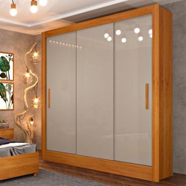 Imagem de Guarda-roupa Casal Valencia 3 Portas 4 Gavetas Cinamomo/off White - Tcil