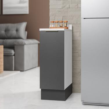 Imagem de Balcão 1 Porta 30cm com Tampo com Rodapé Ipanema Cabecasa Madeiramadeira Grafite Trama/Branco