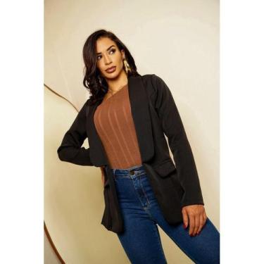 Imagem de Blazer Max Longo Sobretudo Feminino Acinturado Roupas Femininas Tendên