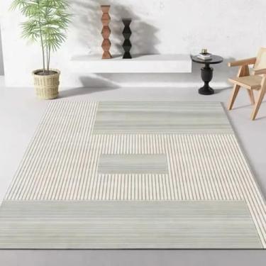 Imagem de Tapete grande, macio e fofo, verde e creme, para quarto, sala de estar, escritório, sala de estar, decoração de casa (160 x 200 cm (62 x 78 pol.)/hxx-250815001011)