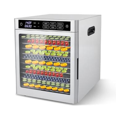 Imagem de Wutfly Desidratador de alimentos de aço inoxidável com 12 bandejas com porta de vidro - 120 V, 800 W