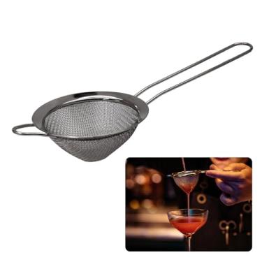 Imagem de Auvotuis 3 coadores pequenos de malha fina, peneira de coquetel de aço inoxidável para coquetéis, chá, ervas, café e bebidas, peneira pequena com alça (preto)