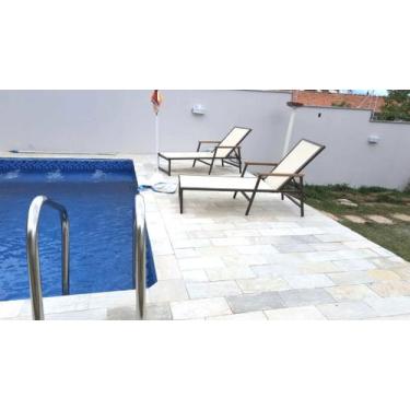 Imagem de Espreguiçadeira Frésia com Braços Tela Sling e Aluminio - Trama Móveis