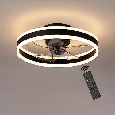Imagem de Ventilador de teto com iluminação, moderno plafon LED regulável com ventilador e controle remoto, luminária com ventilador com lustre temporizador para sala de estar, quarto, sala de jantar