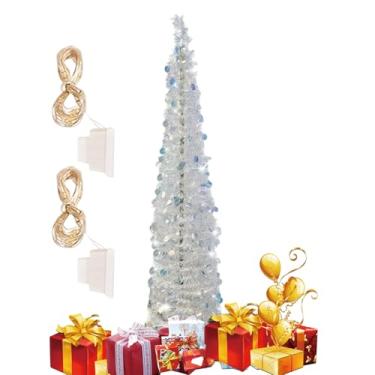 Imagem de Árvore de Natal artificial, árvore de Natal sintética com glitter com luzes coloridas de LED – Plantas de 1,8 m para quarto, ambientes internos e externos, varanda, decoração de Halloween