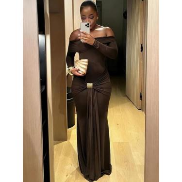 Imagem de Vestido De Festa Elegante Com Ajuste Slim, Decote Em Renda Com Mangas 