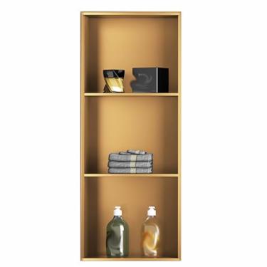 Imagem de Nicho de chuveiro de aço inoxidável dourado - Prateleira impermeável embutida para banheiro, cozinha, sala de estar - Armário divisória de metal antiarranhões (tamanho: 35 x 100 cm)