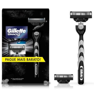 Imagem de Aparelho Recarregável + 2 Carga Para Barbear Gillette Mach3 Carbono