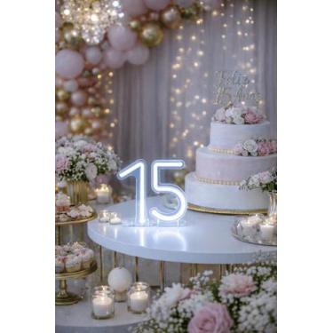 Imagem de Números 15 Led Neon com Iluminação Branco Quente ou Frio - - COMERCIAL