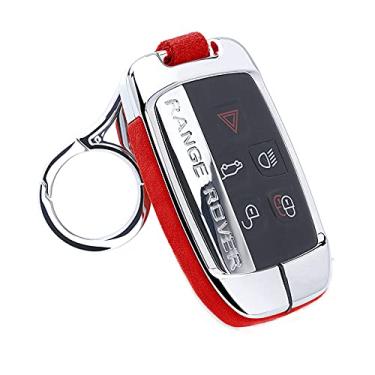 Imagem de WSWJDW Capa de silicone para chave do carro capa chaveiro com anel de chaveiro, adequado para Land Rover Range Rover Sport Evoque Freelander 2 Jaguar XE XJ XJL XF C-X16 V12,1 vermelho
