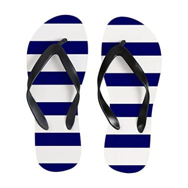 Imagem de Chinelo feminino branco marinho listrado fino sandália de praia leve de verão para mulheres e homens chinelos de viagem, Multicor, 8-9 Narrow Women/6.5-7 Narrow Men
