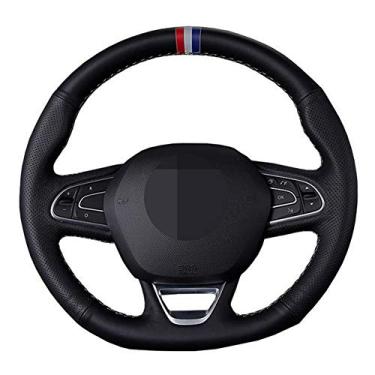 Imagem de TPHJRM Capa de volante de carro DIY couro artificial preto, apto para Renault Kadjar Koleos Megane Talisman Scenic Espace 2015-2018