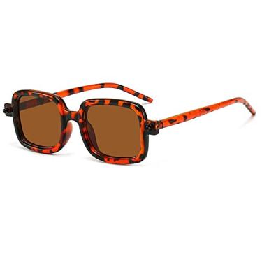 Imagem de Óculos de sol quadrados femininos, masculinos, pequenos, óculos de sol punk, moda feminina, óculos UV400, óculos de direção, Leoapd, marrom, tamanho único