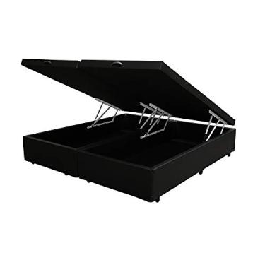Imagem de Base Box Baú Bipartido King Sintético Preto 42x193x203 Serra Negra