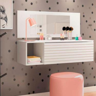 Imagem de Penteadeira Suspensa Joy 1 Gaveta e 1 Nicho Cor Branco Brilho - Peternella Móveis