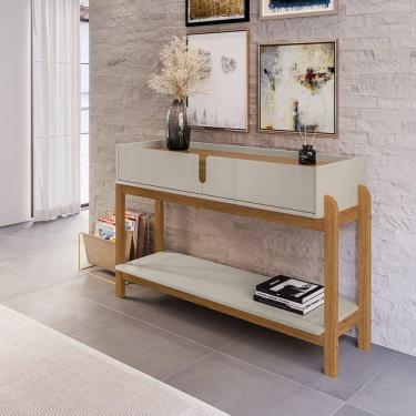 Imagem de Aparador para Sala de Estar 2 Gavetas Lizz Off White/Cedro