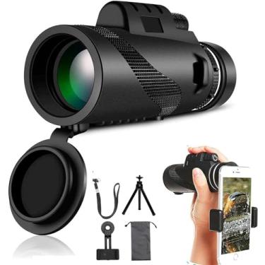 Imagem de Telescópio monocular 40X60 com suporte para smartphone Tripé Monóculo de bolso à prova d'água Telescópio HD para adultos Crianças Monóculos Scope Zoom Observação de pássaros Viajando Caminha