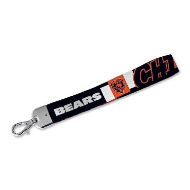 Imagem de Rico Industries Chaveiro NFL Football Chicago Bears com cordão de pulso padrão, alça de pulso fofa para mulheres, homens, chaves de carro, crachás de identificação, cartão, carteira, telefone e câmera